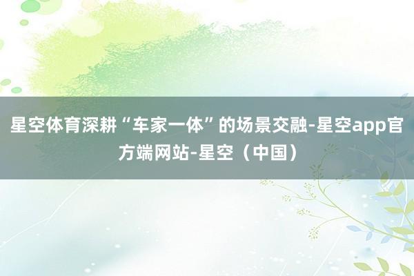 星空体育深耕“车家一体”的场景交融-星空app官方端网站-星空(中国)